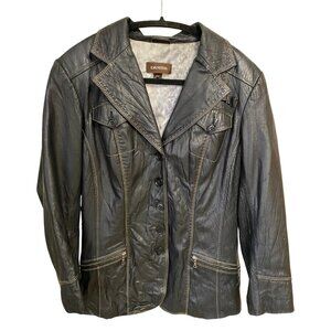 VINTAGE DANIER BLACK GENUINE LEATHER JACKET BUTTON FRONT MEDIUM